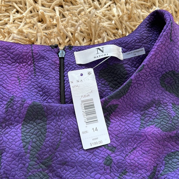 N Natori Women's Abstract Floral Jacquard A Line Dress Purple Size 14 - Picture 8 of 10